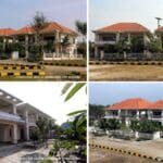 Four views of a large residential building.