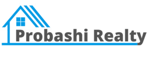 Probashi Realty logo with house design.